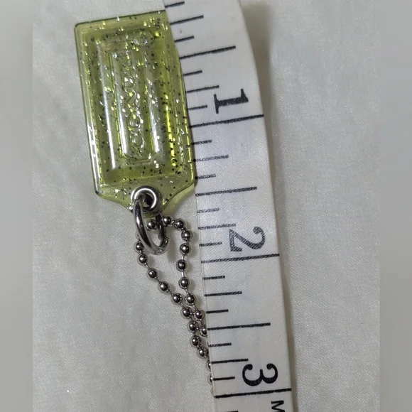 Coach Glitter Hang Tag Bag Charm Green Rare 1.5" VGUC - Picture 2 of 2